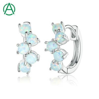 China ArthurGem Fantasy Bubble Cute Design Opal Hoop Earring 925 Sterling Silver White Opal Jewelry For Women for sale