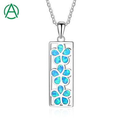 China Cute Silver Attractive Flower Opal Jewelry Pendant Necklace ArthurGem Flower Plumeria Opal Necklace S925 Hawaii For Women Girls for sale