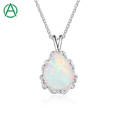 China Unique Jewelry CLASSIC Opal Necklace White 925 Sterling Silver Opal Pendant Necklace Ladies from ArthurGem for Women Girls for sale