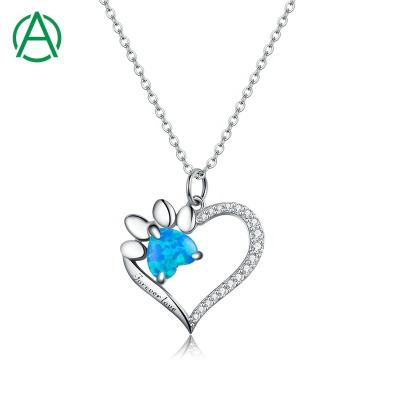 China ArthurGem 2022 Sterling Silver Opal Necklace S925 925 Cubic Zirconia TRENDY Heart Shaped Opal Pendants For Women Girls for sale