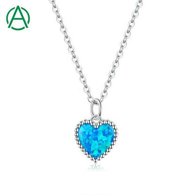 China Fashion CLASSIC Popular Jewelry Necklaces 925 Sterling Silver Blue Heart Opal Opal Pendant Necklace for sale