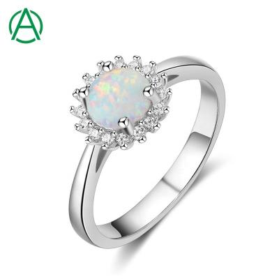 China CLASSIC Ring of ArthurGem Opal Engagement Wedding Ring 925 Sterling Silver White Opal Zircon for Women for sale