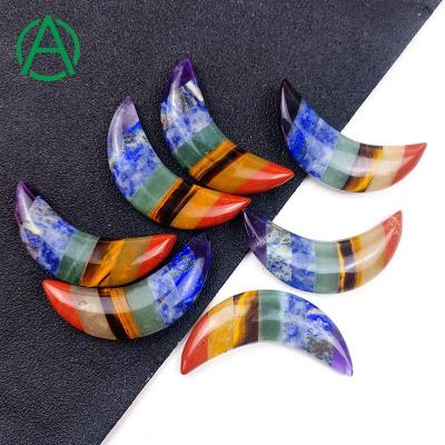 China None ArthurGem Wholesale Crystal Seven Chakra Moon Hand Stone Mosaic Natural Stone Craft Energy Healing Stone for sale