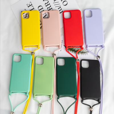 China High Protective TPU Rope Necklace Phone Case For iPhone 11 Cross Necklace Lanyard Rope Mobile Body Case For iphone 11 pro for sale