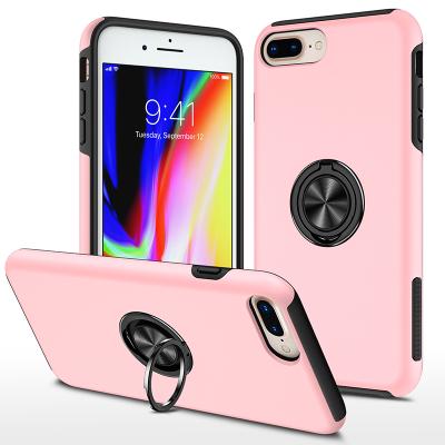 China Wholesale Car Mount Holder Ring Anti-fall Magnetic Metal Case 2 in 1 Shockproof TPU PC Mobile Phone Case for iphone 7 8 plus for sale