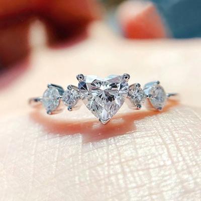 China CAOSHI New Fashion TRENDY Exquisite Promise Jewelry Eternal Love Heart Ring Size 6-10 White CZ Wedding Heart Rings For Women Girls for sale