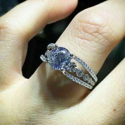 China CAOSHI FASHIONABLE Hollow Design 925 Women's Crystal Imitate Moissanite Lab Diamonds Silver Coating Wedding Bridal Engagement Ring for sale