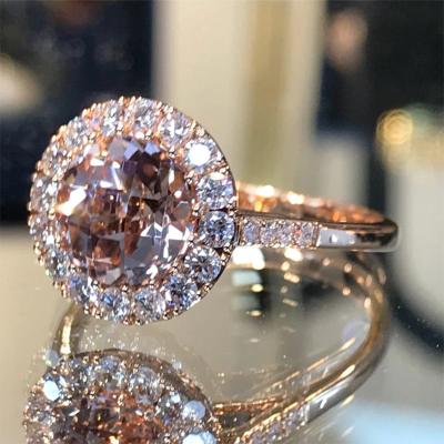 China CAOSHI New Design FASHIONABLE Wholesale Rings Champagne Zircon Women Fashion Rose Rings Wedding Rings Sweet Gold Plated Jewelry for sale