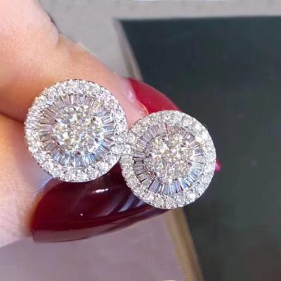 China Caoshi CLASSIC Trendy Round Earrings Stud With Full Of 925 Cubic Zircon Silver Stud Earrings Flower for sale