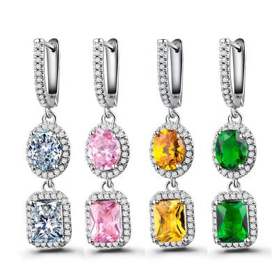 China European Environmentally Friendly Caoshi 925 Long Drop Dangle Earrings For Women Crystal Dangle Earrings for sale