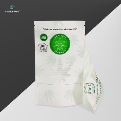 중국 환경 친화적 인 CBD 꽃 잡초 포장 가방 창문과 지퍼가있는 Kraft 종이 가방 판매용