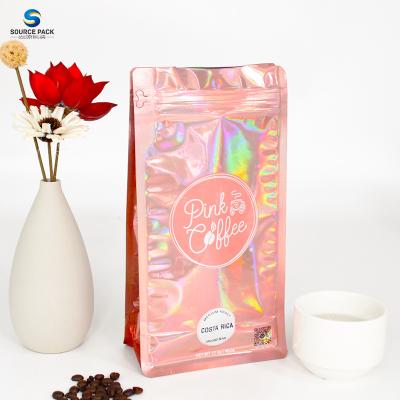 中国 Customizable Holographic Flat Bottom Coffee Bag With Valve And Zipper 販売のため