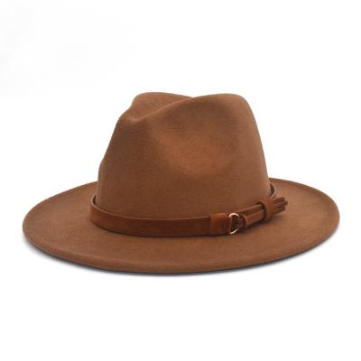 China 2021 JOINT Festival Wholesale Fashion Solid Color Fedora Hats With Leather Ribbon for sale