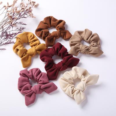 China High Elastic Hair Scrunchies Woman Winter Headwrap Ponytail Hair Tie Hair Bands Faux Cashmere Rabbit Ear Girl Soft Hair Scrunchies for sale