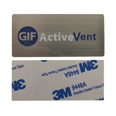 China Waterproof Custom Gold Print Metal Thin Labels Brand Embossed Logo Stickers Cheap Etched Stainless Steel Nameplates 3d Adhesive Signs for sale