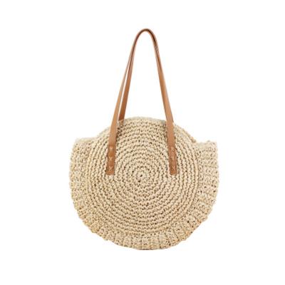 China New Round Shoulder Tote Bag Fashion Female Wholesale Straw Bags High Quality Rattan Bag Beach for sale