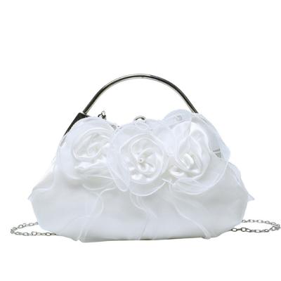 China Top Quality New Fairy Bag Handbag Silk Satin Mesh Flowers Hand Bag Dinner Lady's Bride Bride Bag for sale