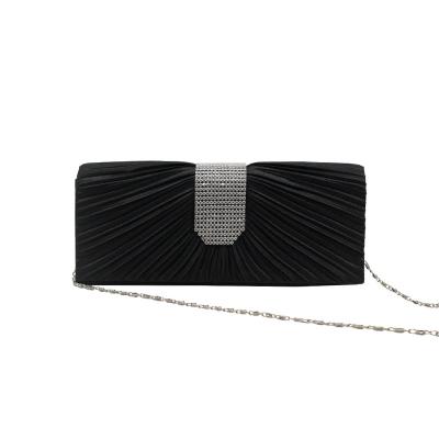 China High Quality Wholesale Price Pure Color Rhinestone Ladies Black Silk Evening Clutch Bags Wedding Purse Clutch Handbag for sale