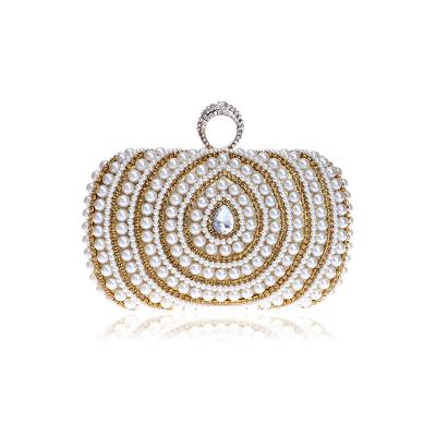 China High Quality Fashion Evening Bag Dinner Clutch Shoulder Bag Diamond Beaded Wedding Bag Pearl Clutch for sale