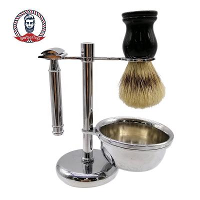 China Stainless Steel Vintage Men's Shaving Kit Soap Bowl Razor And Beard Brush Stand Male Beard Shaving Soap Bowl Shaer Stand Male Shaving Tool Kit for sale