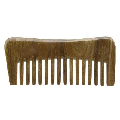 China Salon Hotsale Wooden Comb Direct Massage Green Sandalwood Tooth Comb Thickened Fish Type Wide Teeth Hair Comb For Salon for sale