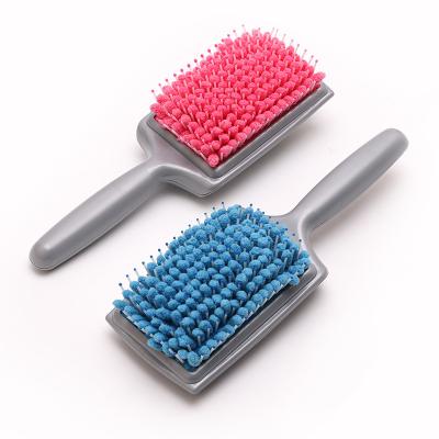 China New Design Paddle Multifunctional Massage Paddle Hair Brush Microfiber and Nylon Hair Silver Comb Quick Dry Smooth Hair Care Tools for sale