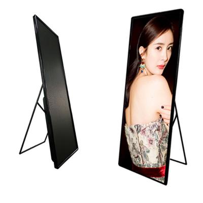 China P4 Wifi 4G Indoor Indoor Control Floor Standing Led Mirror Screen Digital Signage Display Led Poster Screen for sale