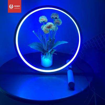 China Modern Home Decor Bar Bedroom Bar RGB Circle Table Light Minimalist Lamp Color Changing Modern Table Lamp Led Touch Led Table for sale