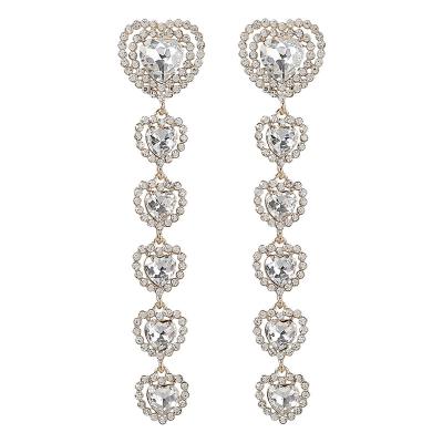 China CLASSIC exaggerated temperament claw chain series alloy rhinestone glass heart shape earrings fashion earrings for sale