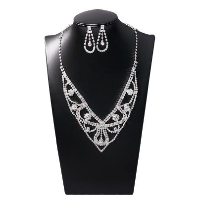 China CLASSIC Luxury Necklace Lady Wedding Silver Zircon Jewelry Set Bridal for sale