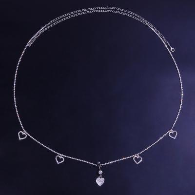 China 2022 sexy titanium steel aist accessories rhinestone love new product sting ring waist umbilical chain for sale