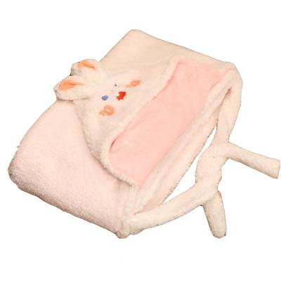 China Eco-friendly Material Wholesale Lovely Animals Rabbit Bear Cloak Hooded Cloak Autumn And Winter Warm Plush Blanket for sale