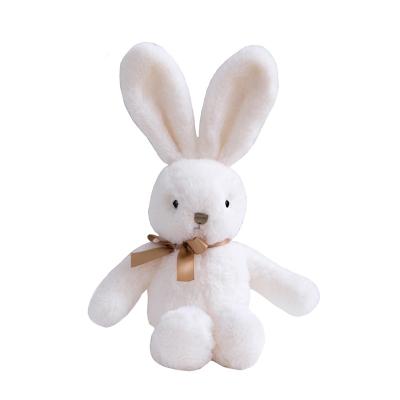 China Custom Toy Cotton Baby Lovey Cute Plush Ribbon Bow Rabbit Silk Comforter Blanket Soft Toy OEM Soft Toy for sale