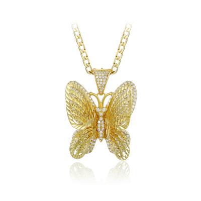 China Fashion A009627533 Xuping Hot Sale Jewelry Elegant Chic Butterfly Two Color Diamond Set Elegant Chic Pendant for sale