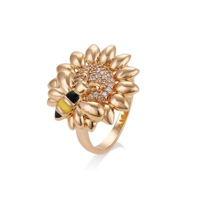 China Latest fashion 14873 gold ring designs diamond zircon 18k gold color rings with stone for girls for sale