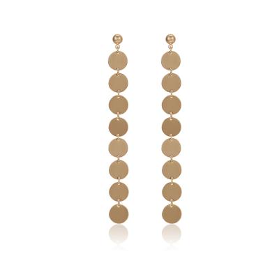 China CLASSIC xuping 80790 18k gold plated new simple niche style disc tassel earrings with free shipping for sale