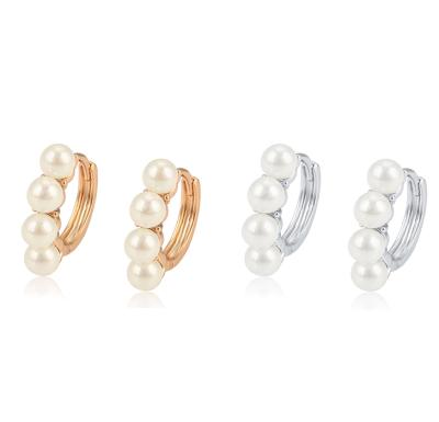 China Fahsion A00597362 xuping circle fast shipping rose gold plated jewelry statement women white pearl earrings jewelry for sale