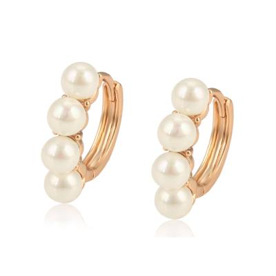 China Fahsion A00597362 xuping fast shipping rose gold plated jewelry statement women pearl earrings for sale