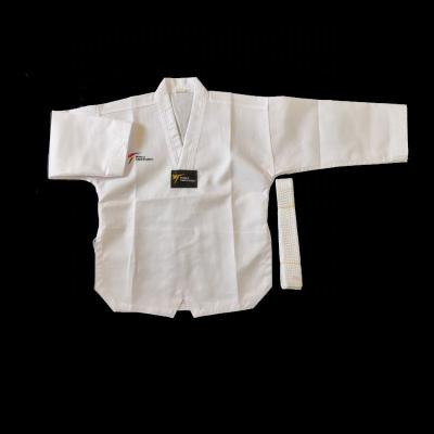 China Cool Cheap Intellectual Polycotton Fabric Kids Training Taekwondo Uniform for sale