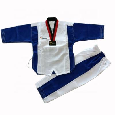 China Taekwondo Training 2022 Hot Sale High Quality Colorful OEM Polyester WTF Training Children Taekwondo Uniforms for sale