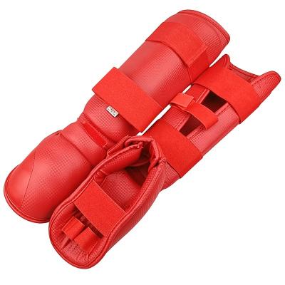 China Easy To Clean OEM Logo Hot Sale Red Blue White Foam WKF Karate Molded Shin&instep Guards for sale