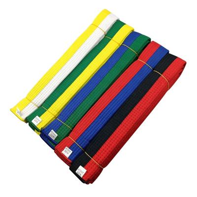 China Hot Sale China Factory Bright Color Customize Striped Half And Half Color Martial Arts Taekwondo Karate Judo Belts for sale