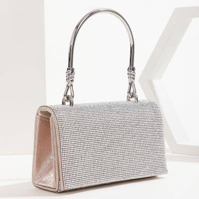 China Full Cover Fashion Crystal Metal Handle Diamond Women's Crystal Purses and Handbags for sale