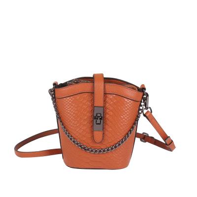 China Brand Multifunctional Women Pattern Crocodile Bucket High Quality Genuine Leather Shoulder Bags Squeeze Handbags for sale