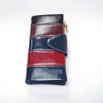 China 2022 High Quality Patchwork RFID Long Wallet Long Zipper PU Leather Wallet For Women for sale