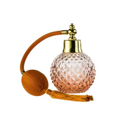 China Long Hose Glass Round Perfume Bottle 100Ml Perfume Atomizer With Bulb for sale