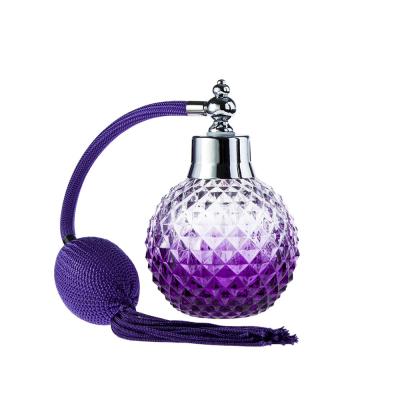 China Purple Frosted Perfume Bottle With Bulb Atomizer Pineapple Shape 100Ml for sale