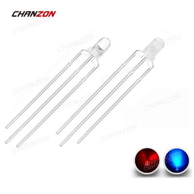 China DIY Hobby/Red Blue Bicolor Common Cathode DIY LED Round Lens PCB Anode/Arduino Diode/Spare/Project 3mm DIP 3V 3pin Dual Color Lamp 3mm Light Emitting Diode for sale