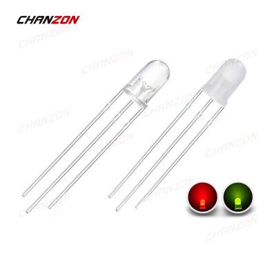 China DIY hobby/green yellow red color lens 3V 3pin LED round lamp bi-color common cathode PCB anode/arduino diode/spare/project 5mm dual 5mm light emitting diode for sale