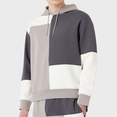 China Anti-wrinkle Qianzun Manufacturer High Quality Cotton CVC Pullover Plus Size Sweatshirt Men's Color Blocked Logo Hoodies Custom Made for sale